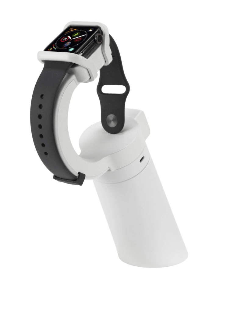 Smartwatch sur présentoir blanc