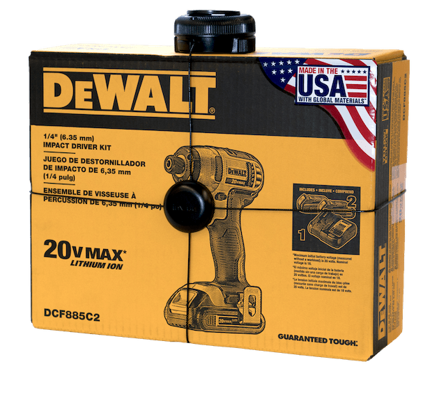 Package Wrap InVue  sécurisant une perceuse DeWalt