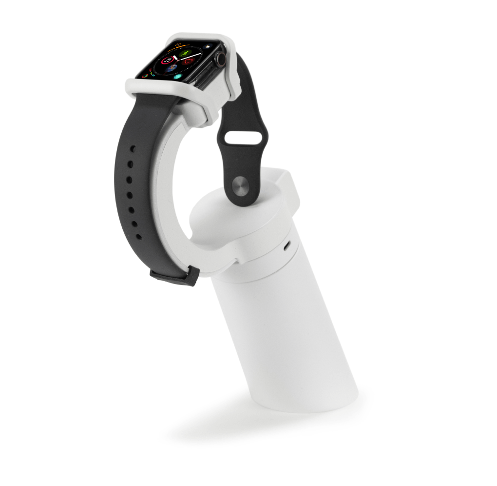 Smartwatch sur présentoir blanc