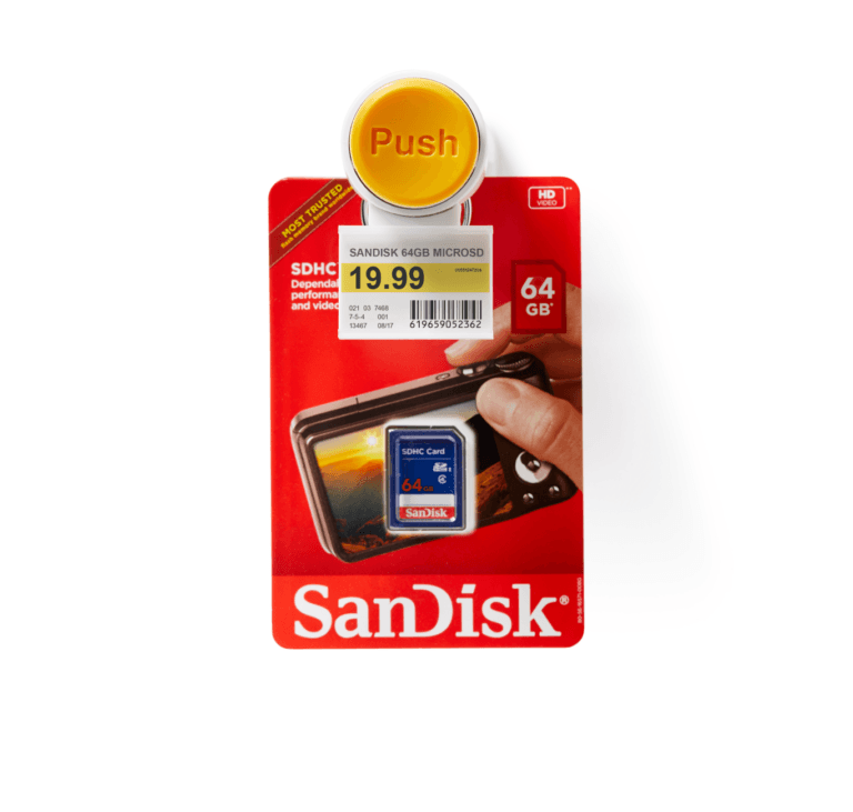 Distributeur T1000 avec solutions de sécurité pour marchandises suspendues SanDisk