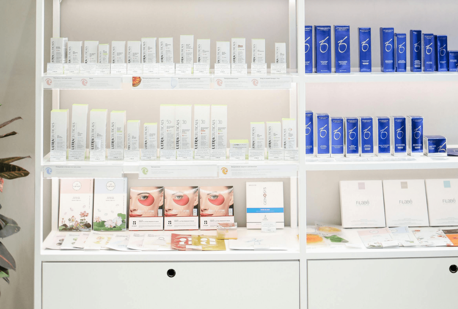 Produits de santé et de beauté en vitrine